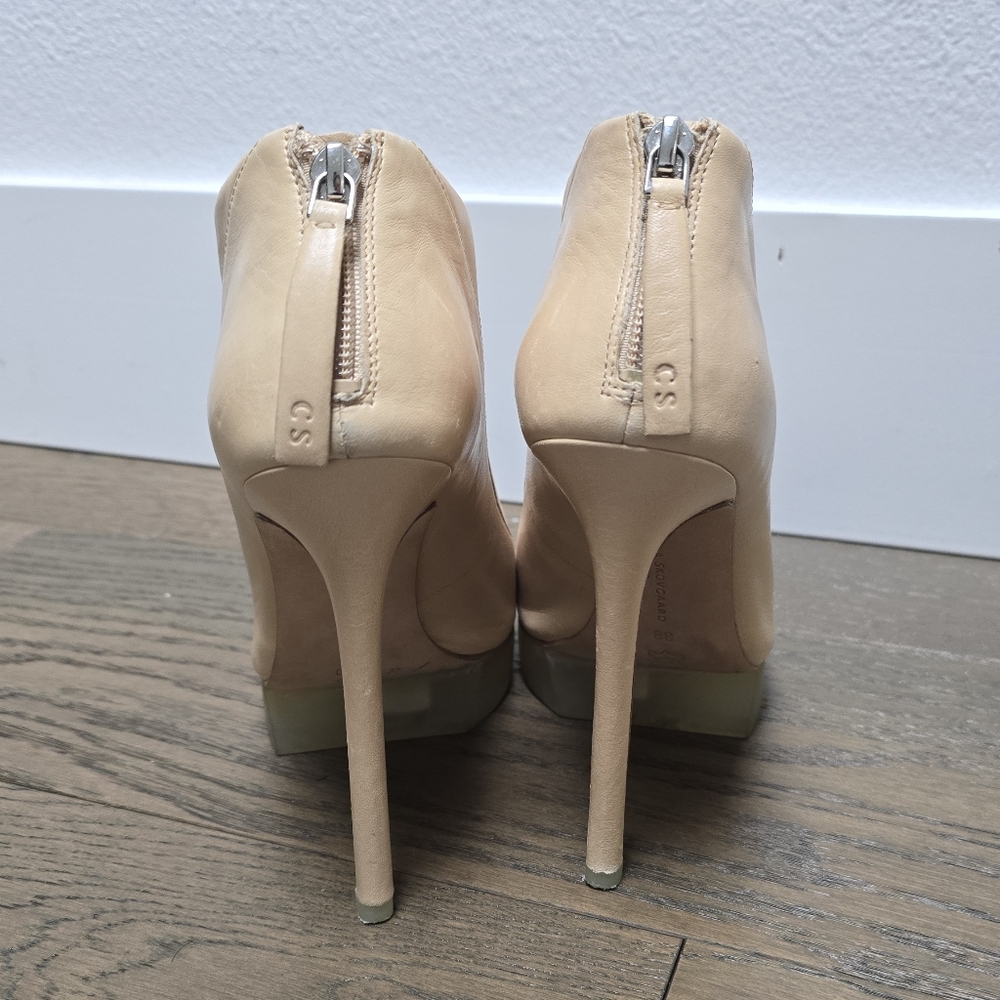 Camilla Skovgaard Open Toe Saw Tooth Platform Peep Toe Bootie in Nude - Picture 8 of 12
